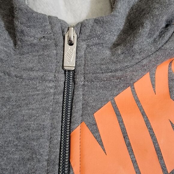 Nike Sportswear NSW Jacket Hoodie Gray Black Orange Club Fleece Unisex Kids 7 - Picture 5 of 5